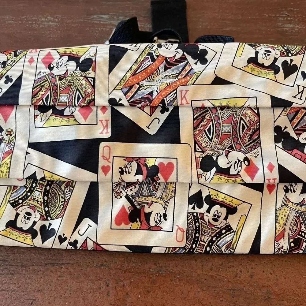 Vintage Mickey Mouse Silk Tuxedo Cummerbund Belt Mickey Casino Made in USA